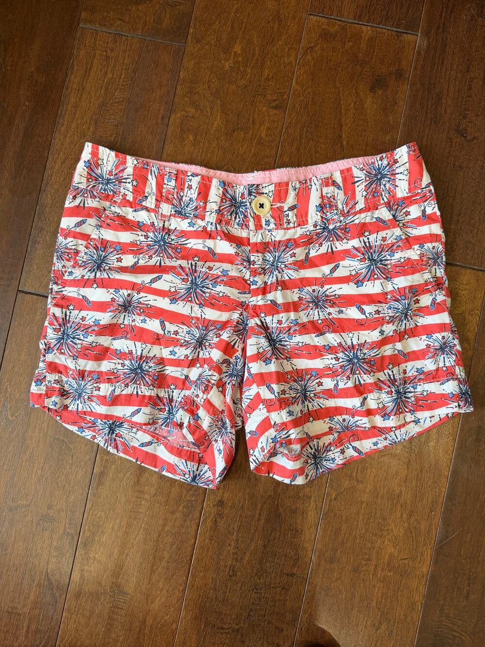 Lilly Pulitzer Callahan Short Women's Shorts, Size 0, Striped, Fireworks Pattern